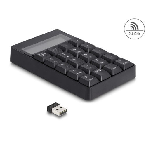 Delock 2 in 1 USB Type-A Number Pad with Calculator function 2.4 GHz wireless black