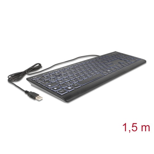 Delock USB Keyboard wired 1.5 m black with XXL Letters and Illumination