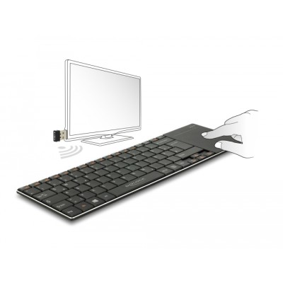 Delock Wireless Keyboard for Smart TV and Windows PC with Touchpad 6 mm flat