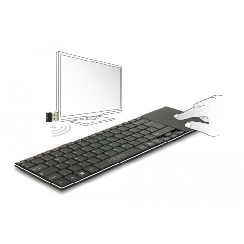 Delock Wireless Keyboard for Smart TV and Windows PC with Touchpad 6 mm flat