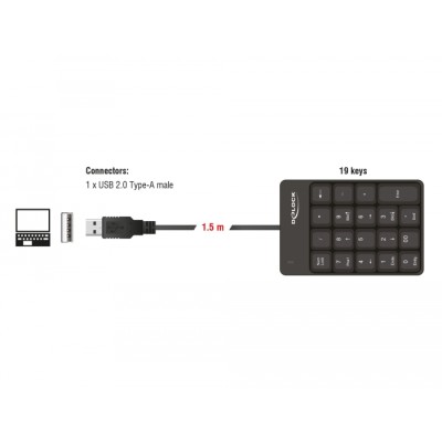 Delock USB Keypad 19 keys black 2