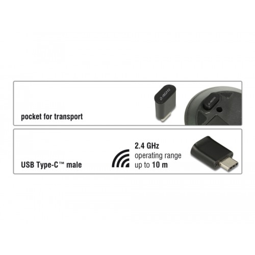 Delock Optical 3-button mini mouse USB Type-C™ 2.4 GHz wireless