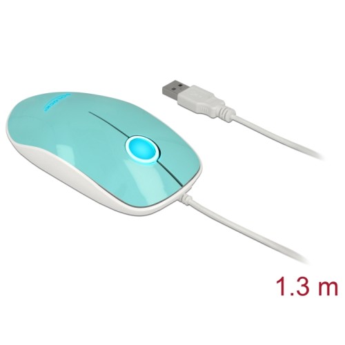Delock Optical 3-button LED Mouse USB Type-A turquoise