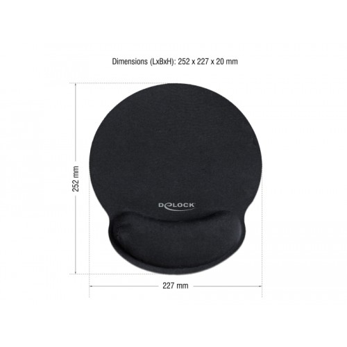 Delock Ergonomic Mouse pad with Wrist Rest black 252 x 227 mm