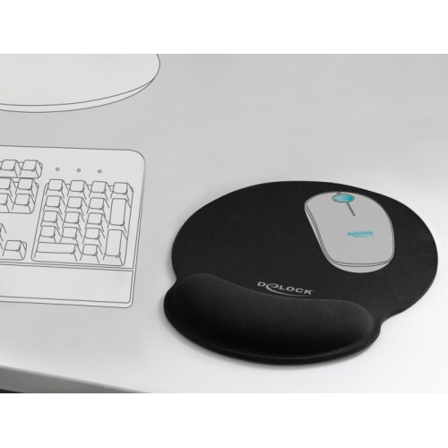 Delock Ergonomic Mouse pad with Wrist Rest black 252 x 227 mm
