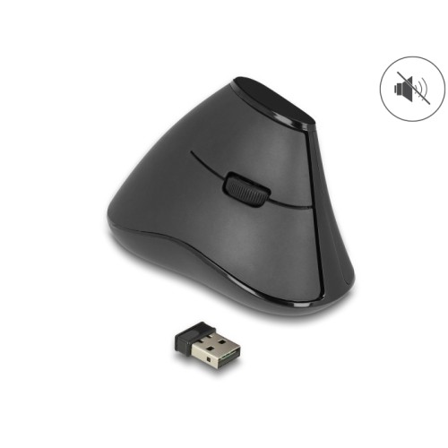 Delock Ergonomic vertical optical 5-button mouse 2.4 GHz wireless - Silent