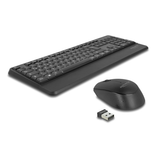 Delock USB Keyboard and Mouse Set 2.4 GHz wireless black (Wrist Rest)