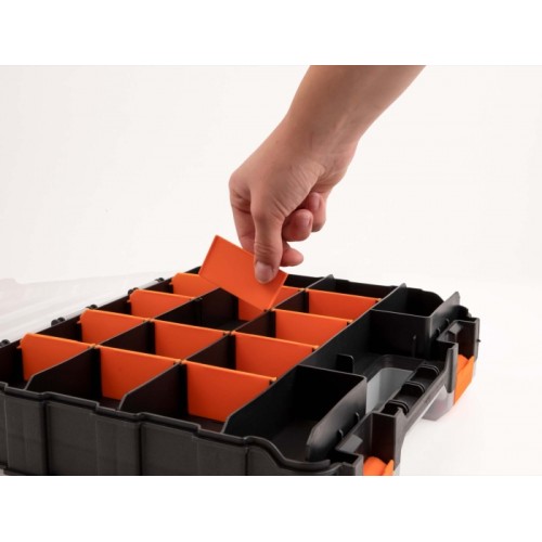 Delock Sorting box with 34 compartments 320 x 270 x 80 mm orange / black