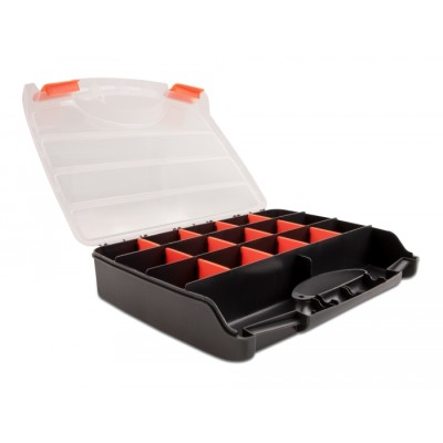 Delock Sorting box with 17 compartments 320 x 255 x 60 mm orange / black