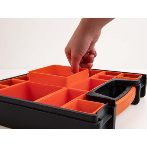 Delock Sorting box with 14 compartments 312 x 272 x 60 mm orange / black