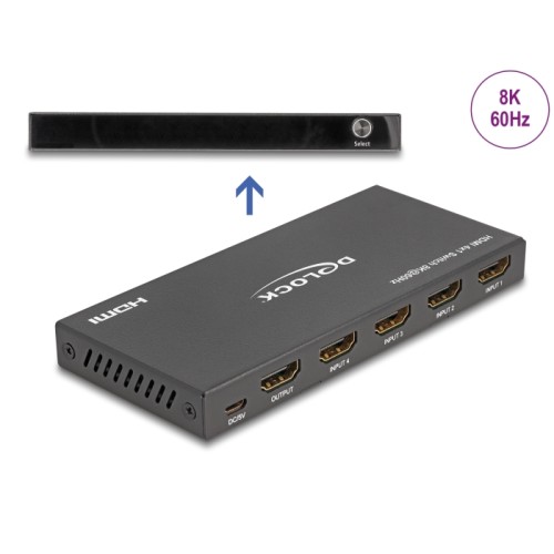 Delock HDMI Switch 4 x HDMI in to 1 x HDMI out 8K 60 Hz