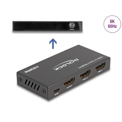 Delock HDMI Switch 2 x HDMI in to 1 x HDMI out 8K 60 Hz