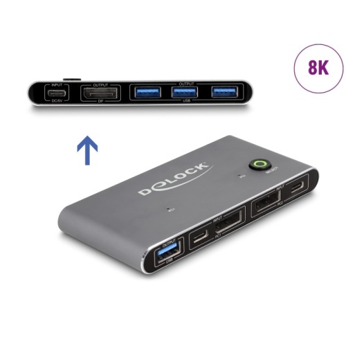 Delock DisplayPort KVM Switch 8K 30 Hz with USB 5 Gbps