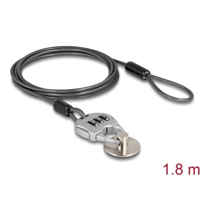 Navilock Security cable for tablets and smartphones with combination lock and steel plate with adhesive pad