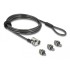 Navilock Laptop Security Cable with 3 lockheads for Kensington, Noble Wedge and Nano slot