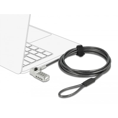 Navilock Laptop security cable with 3 lockheads and combination lock for Kensington, Noble Wedge and Nano slot and combination l 2