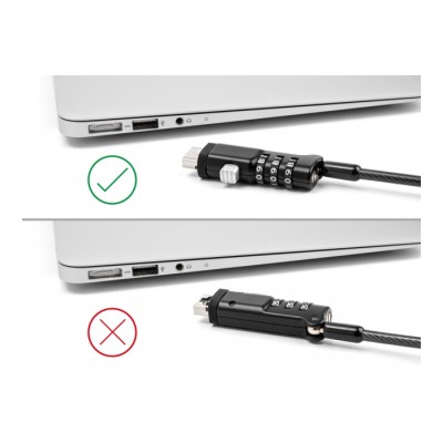 Navilock Laptop Security Cable for USB Type-A port with Combination Lock 2