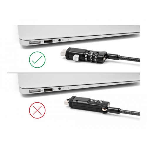 Navilock Laptop Security Cable for USB Type-A port with Combination Lock