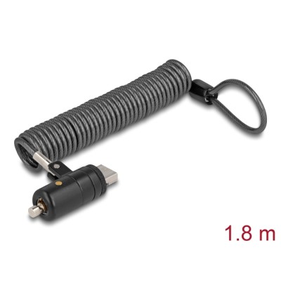 Navilock Laptop Security Coiled Cable for USB Type-A port with Key Lock