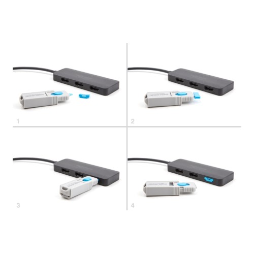 Delock HDMI Port Blocker Set for HDMI female ports 4 pieces + lock tool