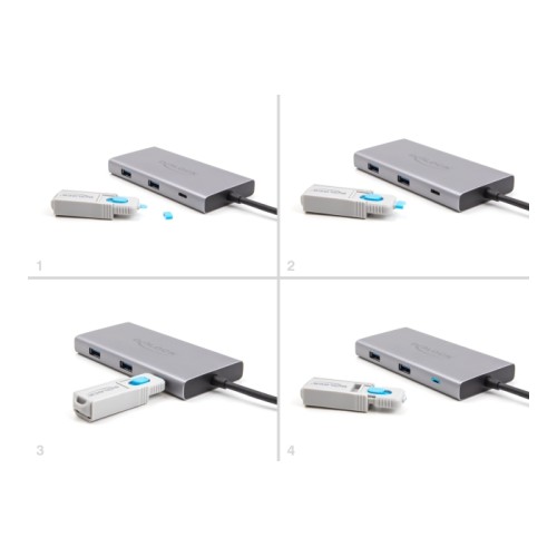 Delock Type-C™ Port Blocker Set for Type-C™ female ports 5 pieces + lock tool