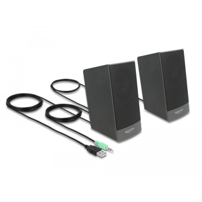 Delock Stereo 2.0 PC Speaker with 3.5 mm stereo jack male and USB powered 2