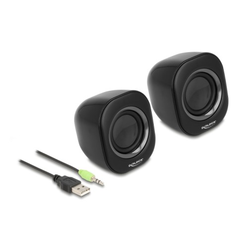 Delock Mini Stereo PC Speaker with 3.5 mm stereo jack male and USB powered
