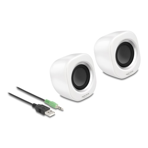 Delock Mini Stereo PC Speaker with 3.5 mm stereo jack male and USB powered white