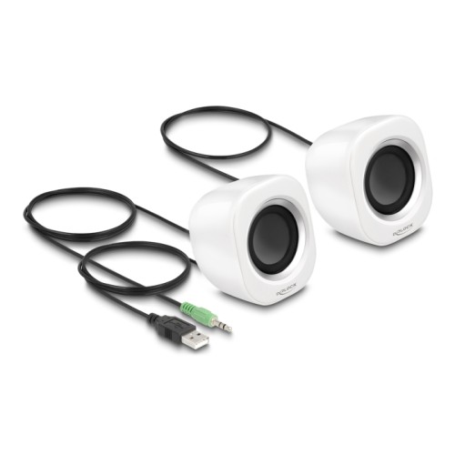 Delock Mini Stereo PC Speaker with 3.5 mm stereo jack male and USB powered white