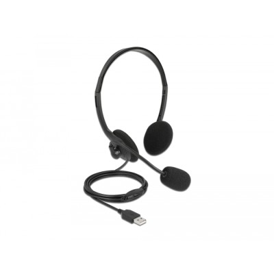 Delock USB Stereo Headset with Volume Control for PC and Laptop - Ultra Lightweight