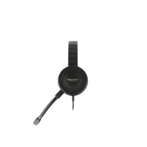 Delock USB Stereo Headset with Cable Remote Control and Quick-Mute Button for PC and Laptop
