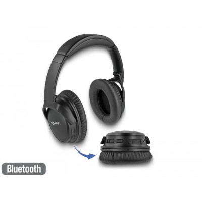 Delock Bluetooth 5.0 Headphones Over-Ear foldable with integrated Microphone and intense Bass, up to 20 hours playback time