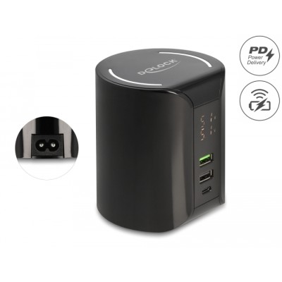 Delock USB and Wireless Charger 1 x USB Type-C™ PD + 2 x USB Type-A with 58 W