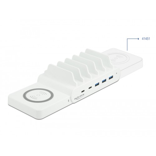 Delock USB and Wireless Charger 2 x USB Type-C™ PD + 3 x USB Type-A with 110 W