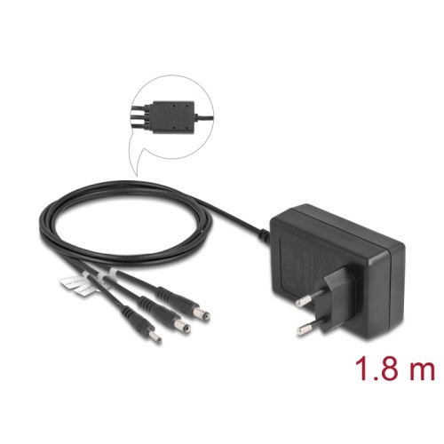 Delock External Power Supply 12.0 V / 3.0 A / 36.0 W DC 3.5 x 1.35 mm, DC 5.5 x 2.1 mm, DC 5.5 x 2.5 mm