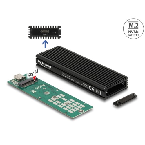 Delock External USB Type-C™ Combo Enclosure for M.2 NVMe PCIe or SATA SSD