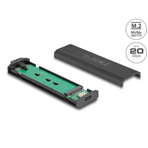 Delock External USB Type-C™ 20 Gbps Combo Enclosure for M.2 NVMe PCIe or SATA SSD - tool free