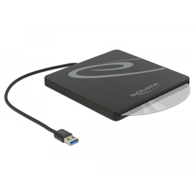 Delock External Enclosure for 5.25″ Slot-in Slim SATA Drives 9.5 / 12.7 mm to USB Type-A male black