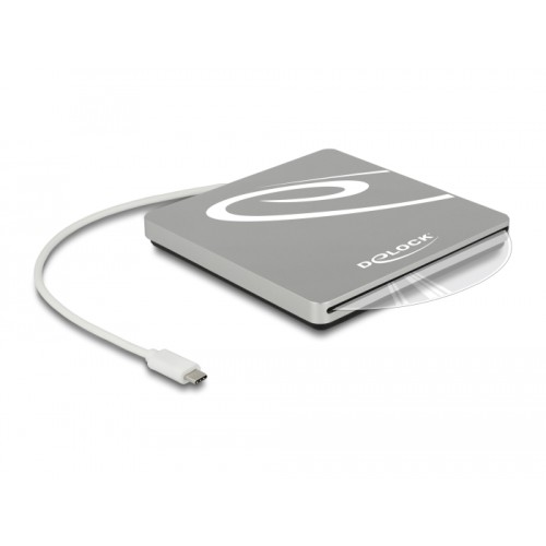 Delock External Enclosure for 5.25″ Slot-in Slim SATA Drives 9.5 / 12.7 mm to USB Type-C™ male silver