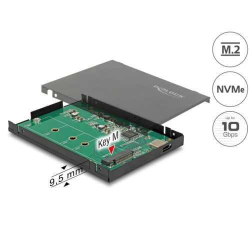 Delock External 2.5″ Enclosure for M.2 NVMe PCIe SSD with USB 3.1 Gen 2 USB Type-C™