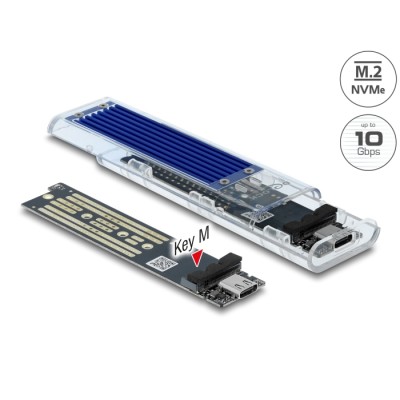 Delock External Enclosure for M.2 NVME PCIe SSD with USB Type-C™ female transparent
