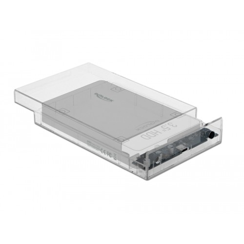 Delock External Enclosure for 3.5″ SATA HDD with USB Type-C™ female transparent - tool free