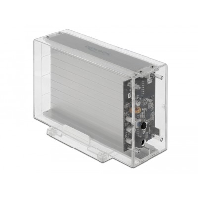 Delock External Dual Enclosure for 2 x 3.5″ SATA HDD with USB Type-C™ female transparent - tool free