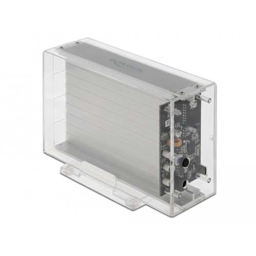 Delock External Dual Enclosure for 2 x 3.5″ SATA HDD with USB Type-C™ female transparent - tool free