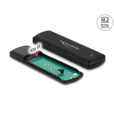 Delock External USB Type-C™ Combo Enclosure for M.2 NVMe PCIe or SATA SSD - tool free