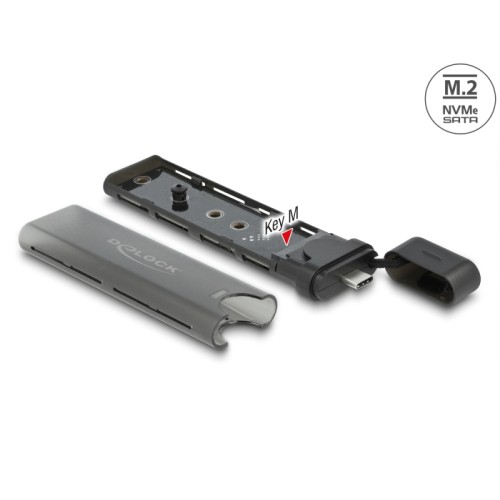 Delock External USB Type-C™ Combo Enclosure for M.2 NVMe PCIe or SATA SSD - tool free