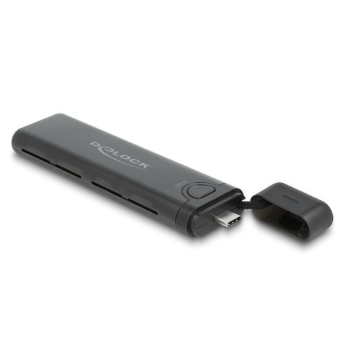 Delock External USB Type-C™ Combo Enclosure for M.2 NVMe PCIe or SATA SSD - tool free