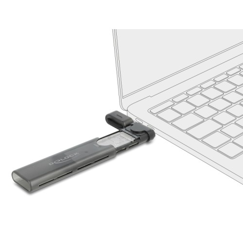 Delock External USB Type-C™ Combo Enclosure for M.2 NVMe PCIe or SATA SSD - tool free