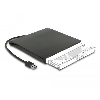 Delock External Enclosure for 5.25″ Slim SATA Drives 12.7 mm to SuperSpeed USB 5 Gbps Type-A male