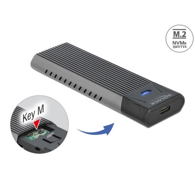 Delock External USB Type-C™ Combo Enclosure for M.2 NVMe PCIe or SATA SSD - tool free